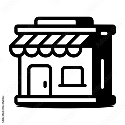 A linear icon showing a food store