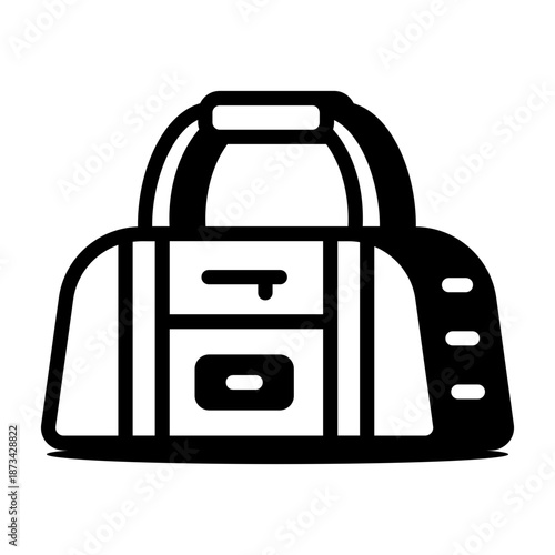 A linear style icon showing a duffle bag