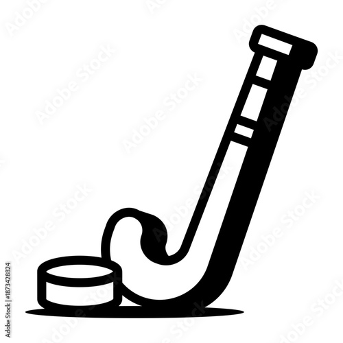 A linear style icon showing a hockey