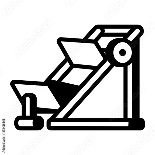 A linear icon showing a leg press