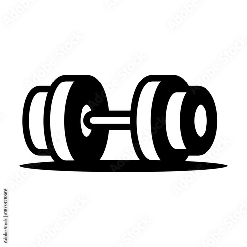 Line style icon depicting a dumbbell