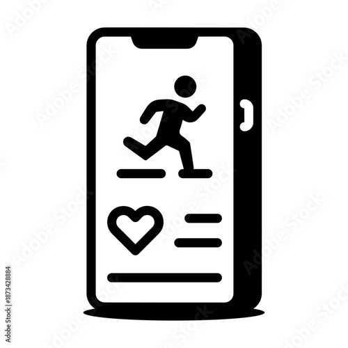 Line style icon showing a fitness app