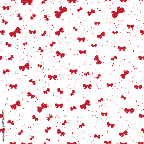 Bow tie ribbon with dots pattern seamless fabric pattern white background