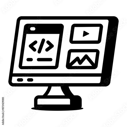A linear icon showing a frontend development