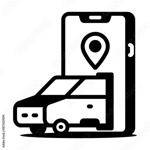 A linear icon depicting a car booking