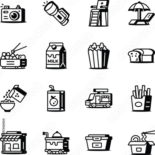 Pack of Daily Lifestyle Line Style Icons 