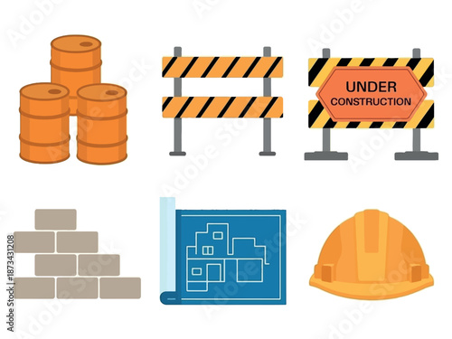 A construction site with various equipment and warning signs indicating that it is under construction.