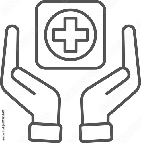 healthcare outline style icon. healthcare minimal icon, heart on hand denoting concept of heart care, Heart beat black vector icon, care glyph icon, health outline icon, Healthcare support glyph icon.