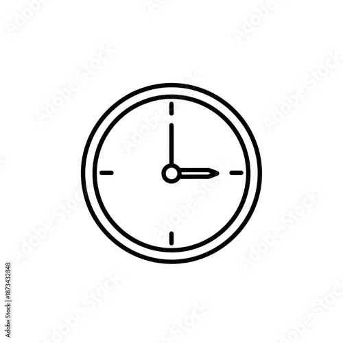 Free Download Minimalist Black and White Wall Clock Showing Time at 3:00 for Interior Decor - GFXLoad