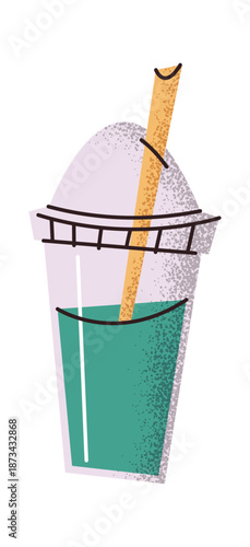 Matcha tea takeaway plastic cup