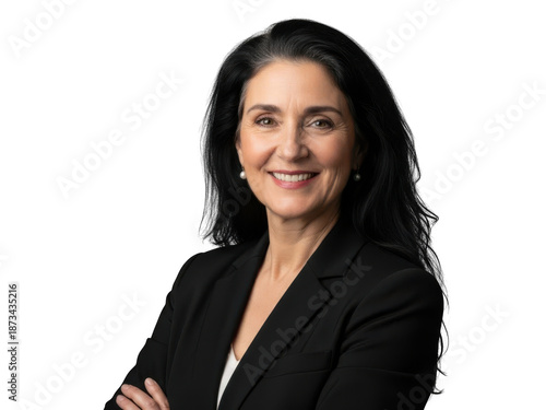 Professional woman in business suit isolated on transparent background