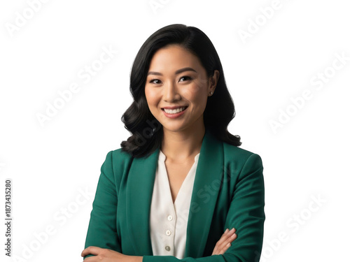Professional woman smiling isolated on transparent background