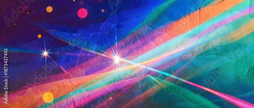 彩光がにじむ色彩ゆらめく光漏れの紙面表現