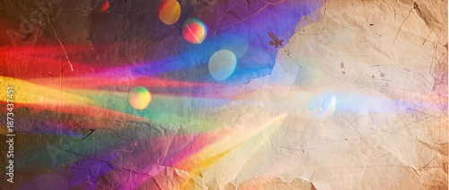 彩光がにじむ色彩ゆらめく光漏れの紙面表現