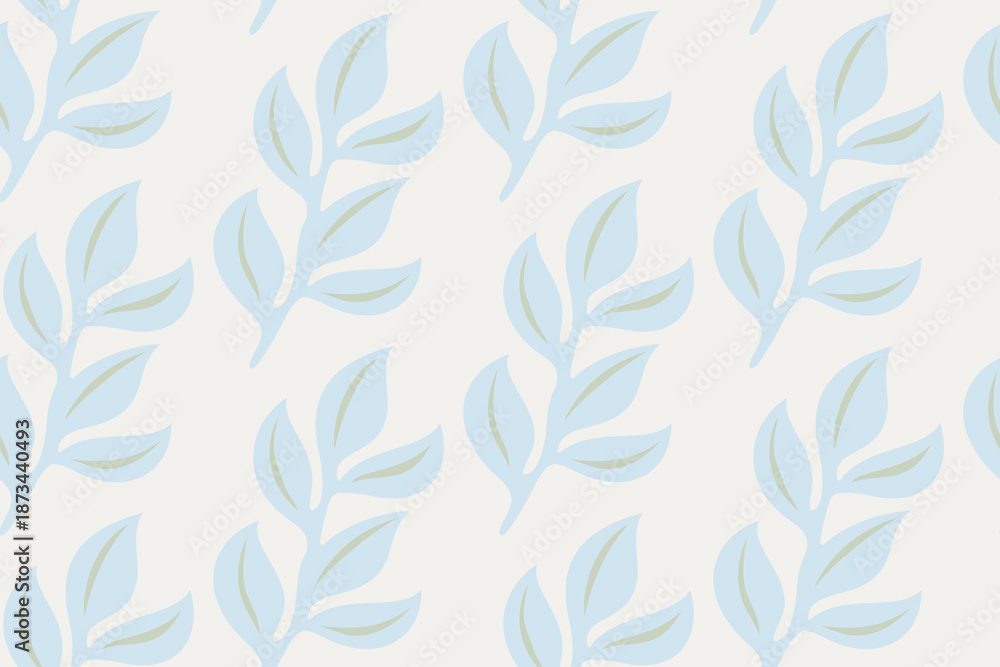 Fototapeta premium Vector seamless floral pattern in trendy 2026 colors. Plant leaves retro seamless pattern.