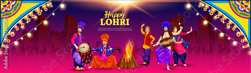illustration of Happy Lohri holiday for Punjabi festival

