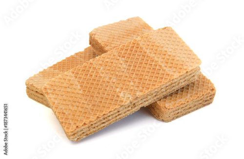 Vanilla wafers on white background.
