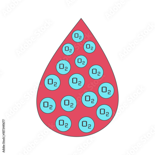 Blood oxygen level icon, blood drop, medicine, healthcare