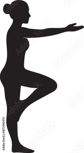 Silhouette of a woman in a yoga tree pose a simple vector illustration for fitness and wellness concepts isolated on a white background