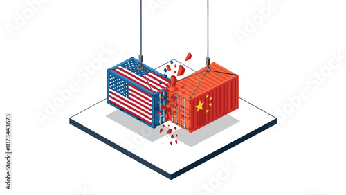 Trade tension: u.s. and china containers in impactful collision