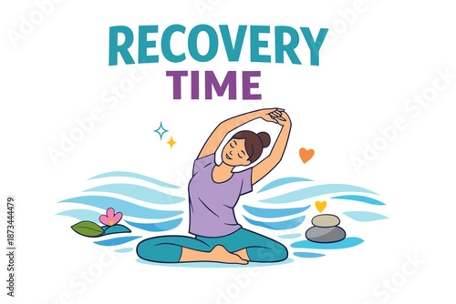 Young female practicing yoga for relaxation and recovery