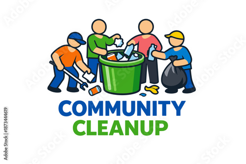 Diverse group of adults participating in community cleanup event