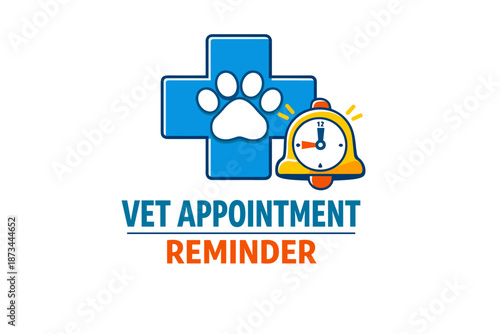 Vet appointment reminder icon with paw and cross symbol