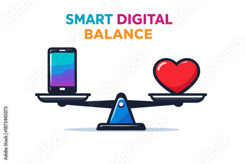 Smart digital balance: phone and heart weighing modern life choices
