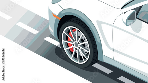 Isometric perspective of a modern sport car on roadway