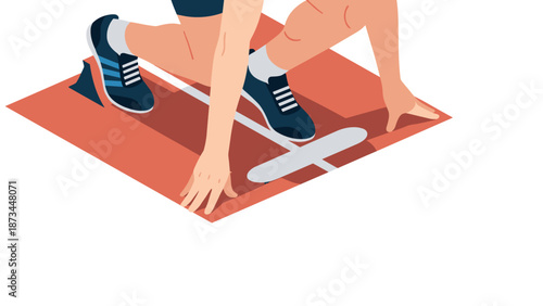 Athlete ready to sprint: track and field starting position in modern minimalist style