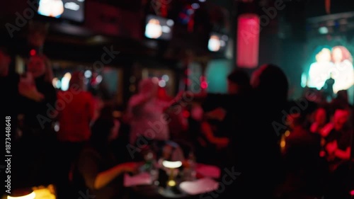 Wallpaper Mural Vibrant dance party, Energetic dance space filled with animated figures and bright illumination Torontodigital.ca