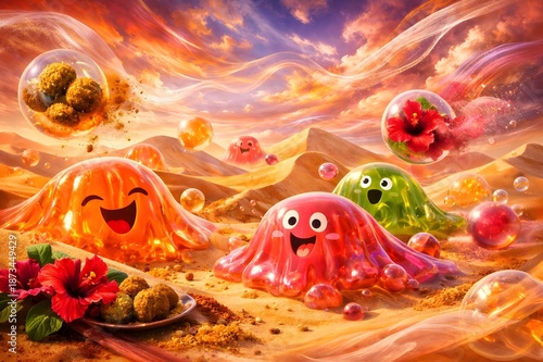 Illustrations of Tactile Whispering Winds in Sensory Dream Fantasy Oasis