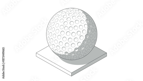 Stylish geometric sphere with circular pattern on platform in isometric design