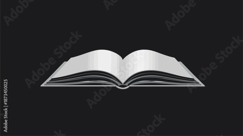 Open book icon with blank pages on a dark background, symbolizing education, knowledge, learning, reading, wisdom, and literature.