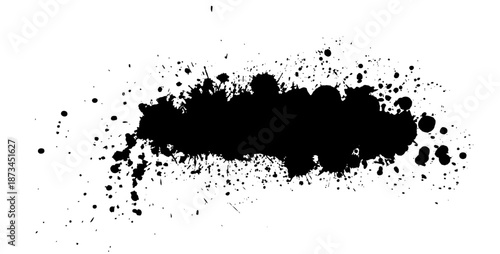 Black blot isolated on white background. Hand drawn. Not AI, vector illustration.