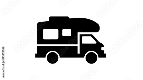 Vector illustration of a classic recreational vehicle camper van on transparent background