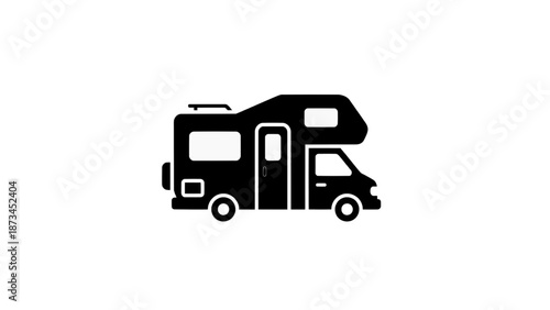 Vector illustration of a classic recreational vehicle camper van on transparent background for travel and adventure
