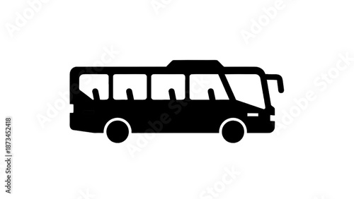 Vector illustration of a black bus icon, representing public transport on transparent background