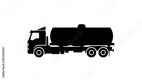 Vector illustration of a commercial liquid delivery tank truck symbol, on transparent background