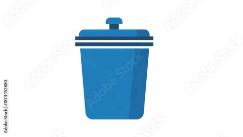 Graphic blue trash can icon for deletion. Vector illustration of, on transparent background
