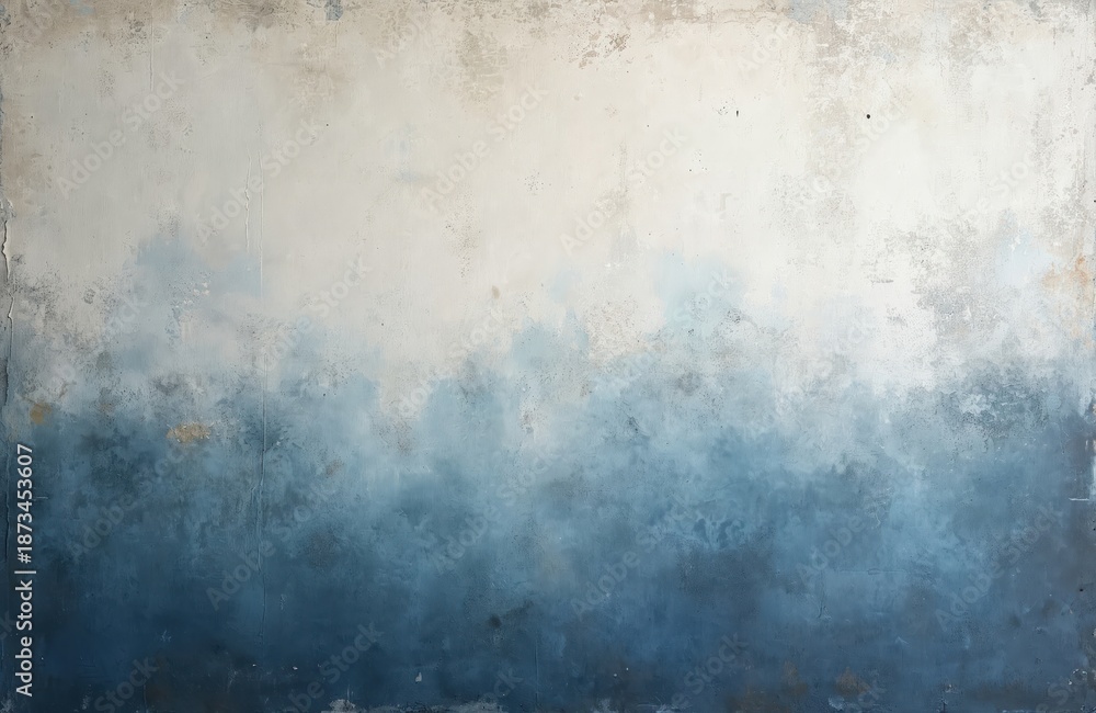 Obraz premium Cracked plaster wall with white and blue paint. Abstract texture background with weathered look. Useful for backgrounds, backdrops, design projects, or product placement.