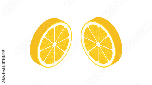 Bright citrus slices on white background in flat design style