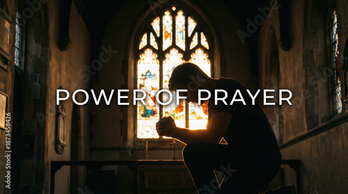 Wallpaper Mural Silhouette of a Person Praying with the Phrase "Power of Prayer"   Torontodigital.ca