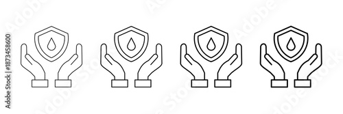 Water Conservation Icons Vector Set In Different Stroke Line Style