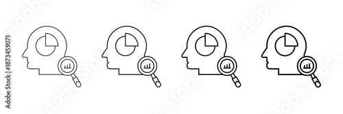 Analytical Mindset Icons Vector Set In Different Stroke Line Style