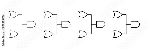 Logic Diagram Icons Vector Set In Different Stroke Line Style