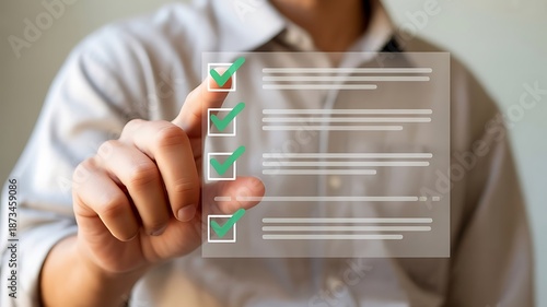 Finger Checking Off Items on a Digital Checklist Interface to-do list task