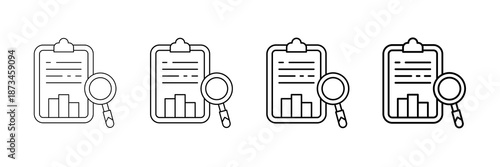 Data Interpretation Icons Vector Set In Different Stroke Line Style