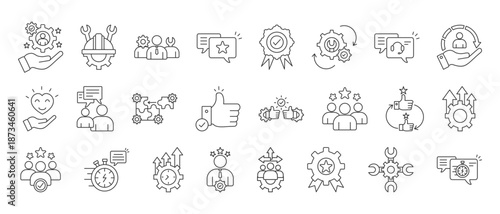 service icon collection set. containing service, technician, assistance, inquiry, quality, maintenance, online help, customer, repair, response, Satisfaction icon. simple line vector.