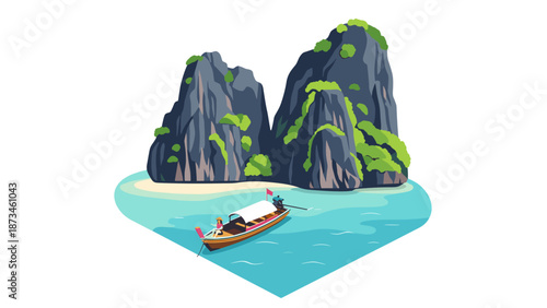 Tropical boat adventure with stunning cliffs and clear waters